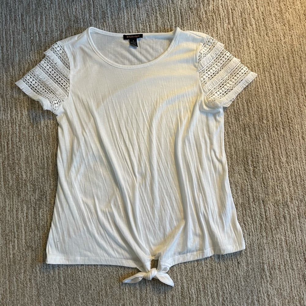 White tie front shirt